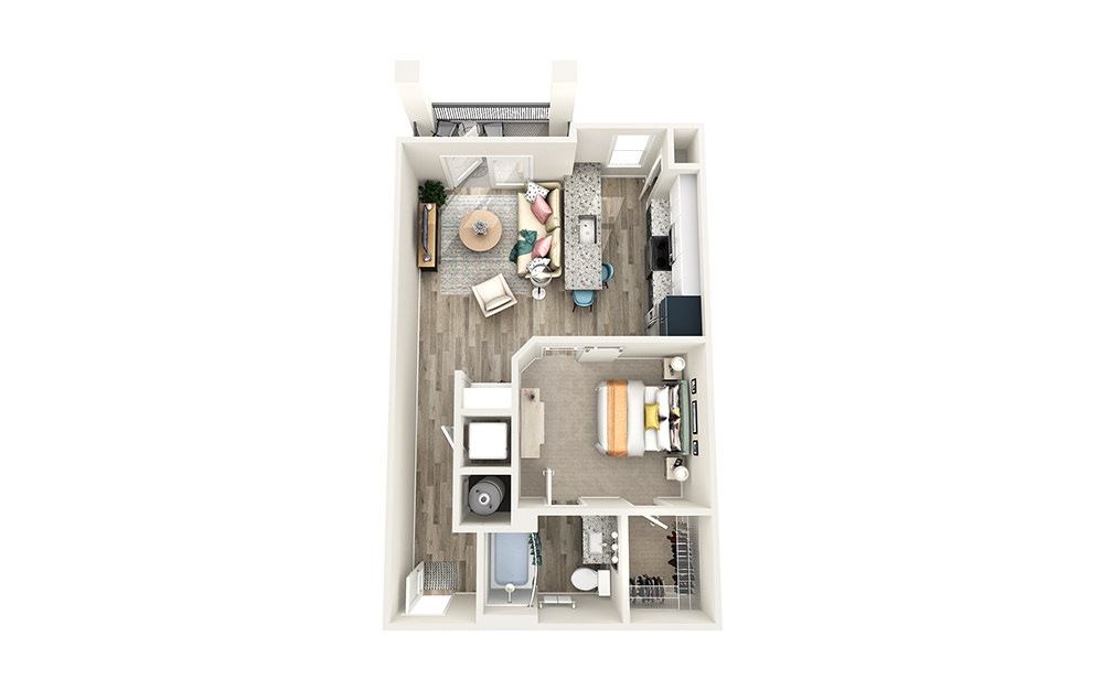 A1 - 1 bedroom floorplan layout with 1 bathroom and 675 square feet