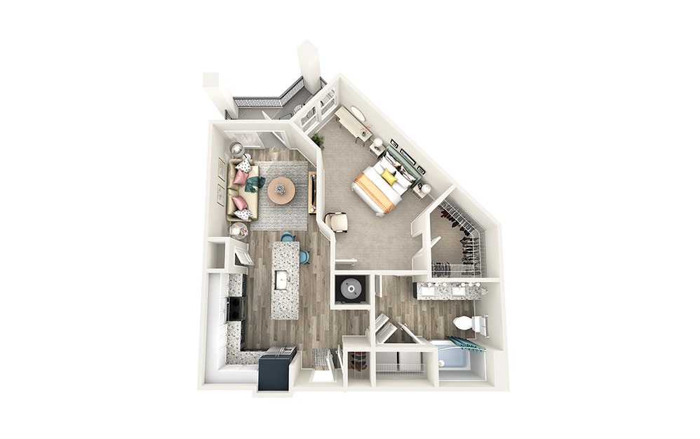 A3 - 1 bedroom floorplan layout with 1 bathroom and 786 square feet