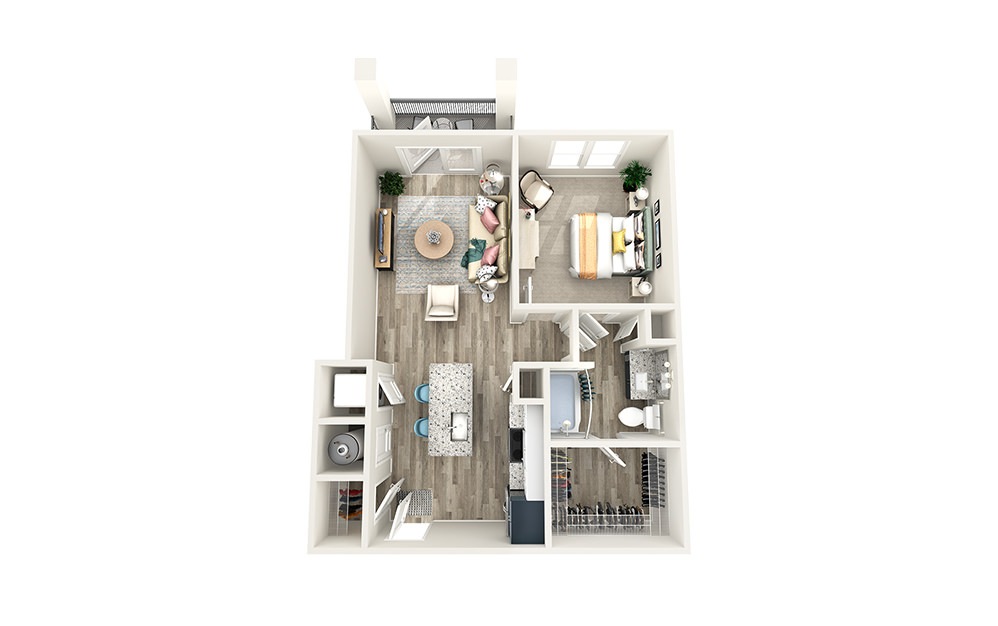 A5 - 1 bedroom floorplan layout with 1 bathroom and 735 square feet