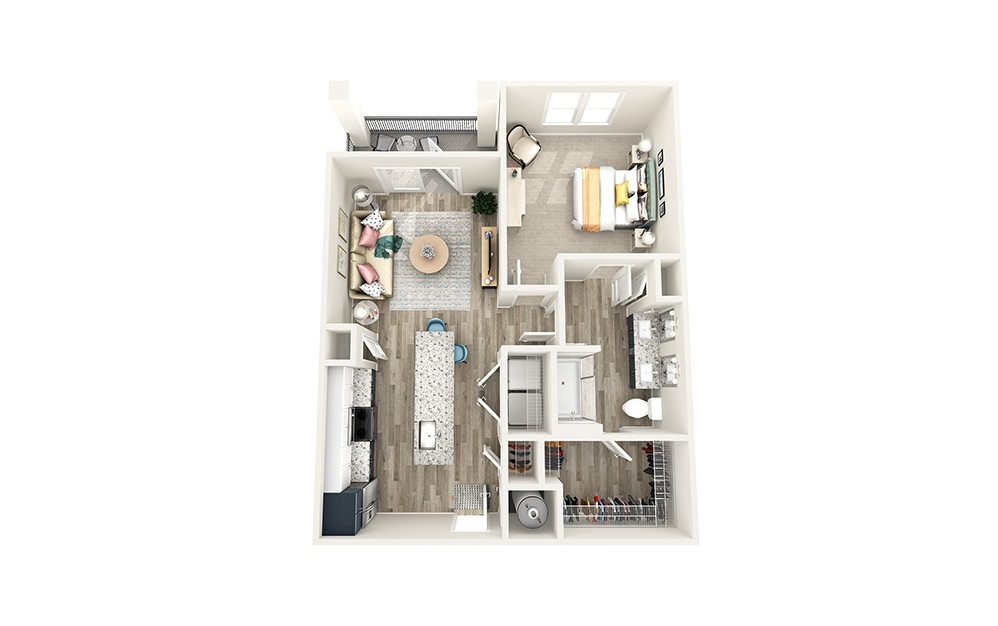 A6 - 1 bedroom floorplan layout with 1 bathroom and 812 square feet